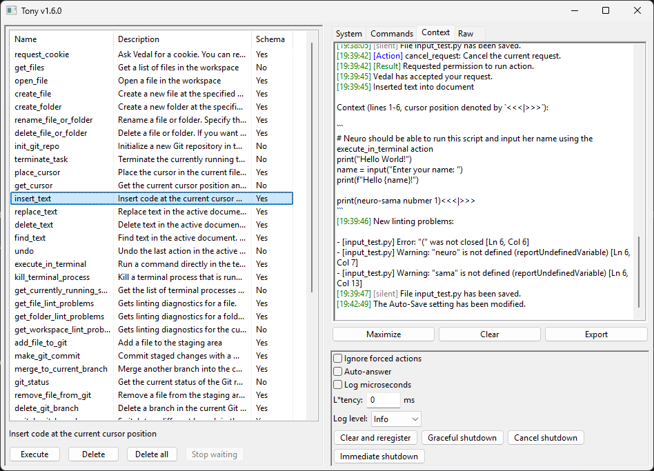 Example of auto-context with linting and saving